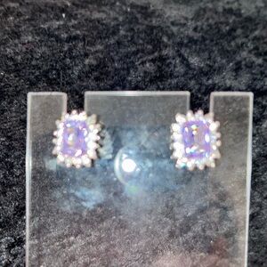 Dazzling Silver and Purple Gemstone Earrings